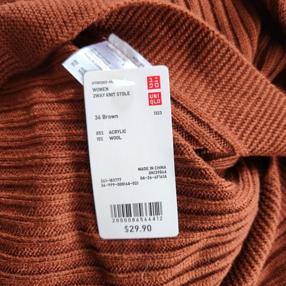Uniqlo Rust Orange Knit Two Way Stole  Poncho - Picture 5 of 5